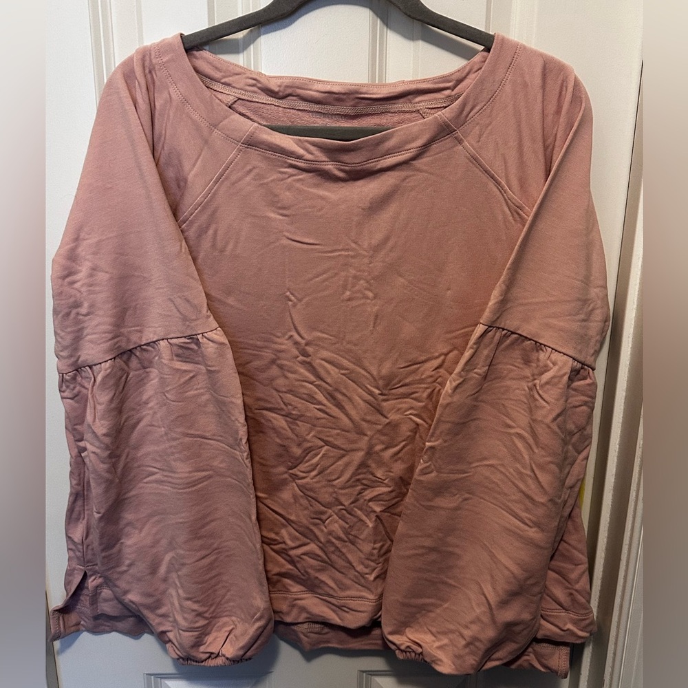 New With Tag Summersalt Boatneck Puff Sleeve Pullover in Petal